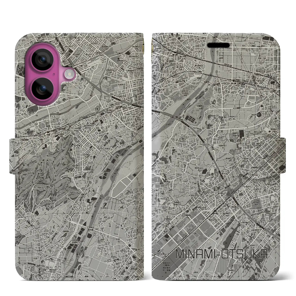 【南大塚（埼玉県）】地図柄iPhoneケース（手帳タイプ）