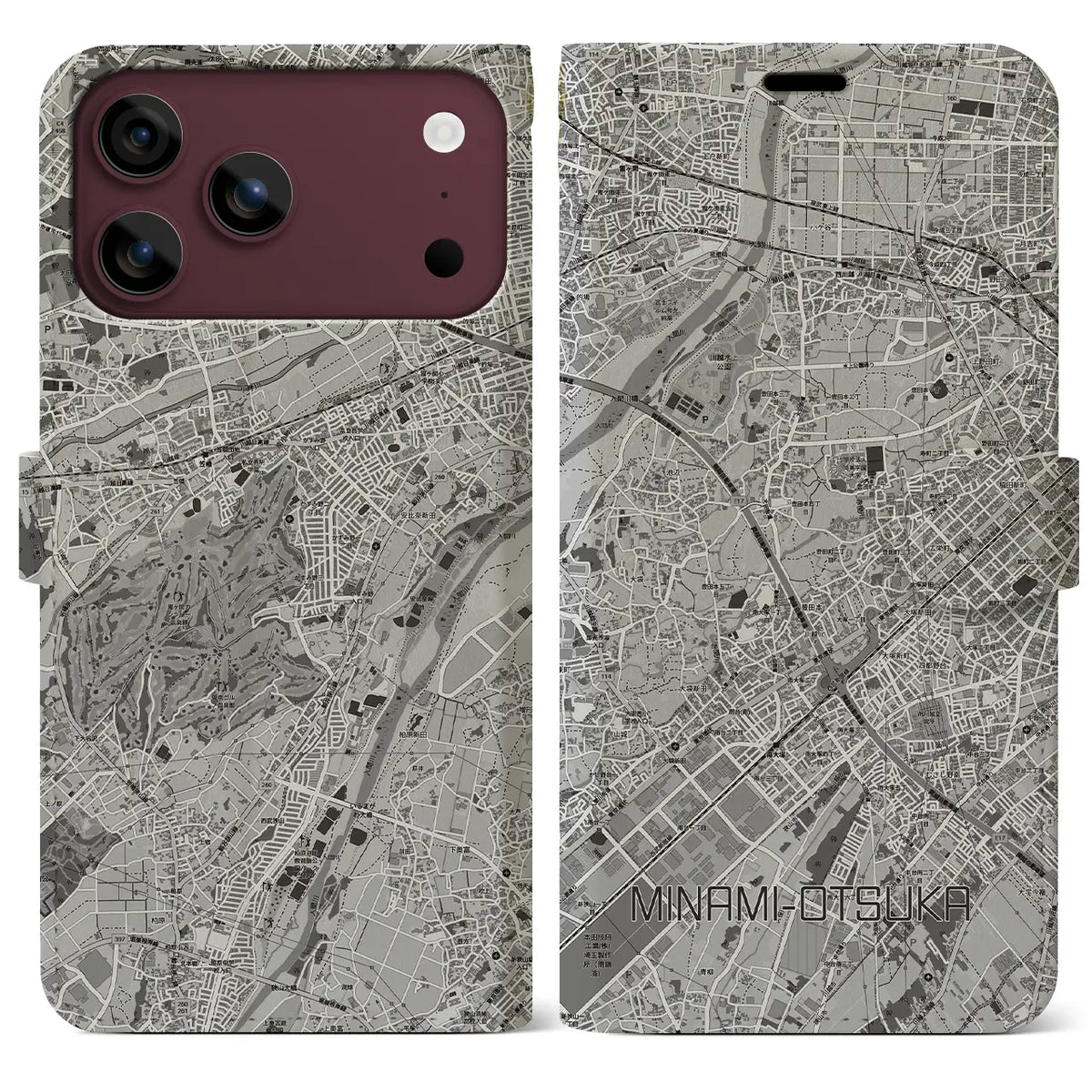【南大塚（埼玉県）】地図柄iPhoneケース（手帳タイプ）