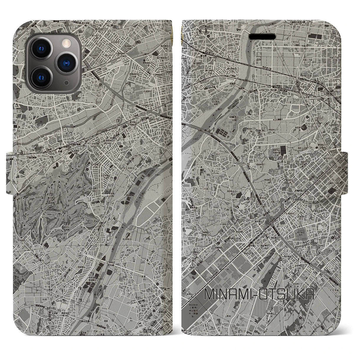 【南大塚（埼玉県）】地図柄iPhoneケース（手帳タイプ）