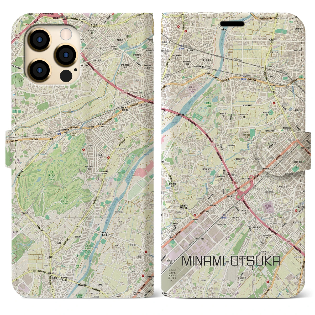 【南大塚（埼玉県）】地図柄iPhoneケース（手帳タイプ）