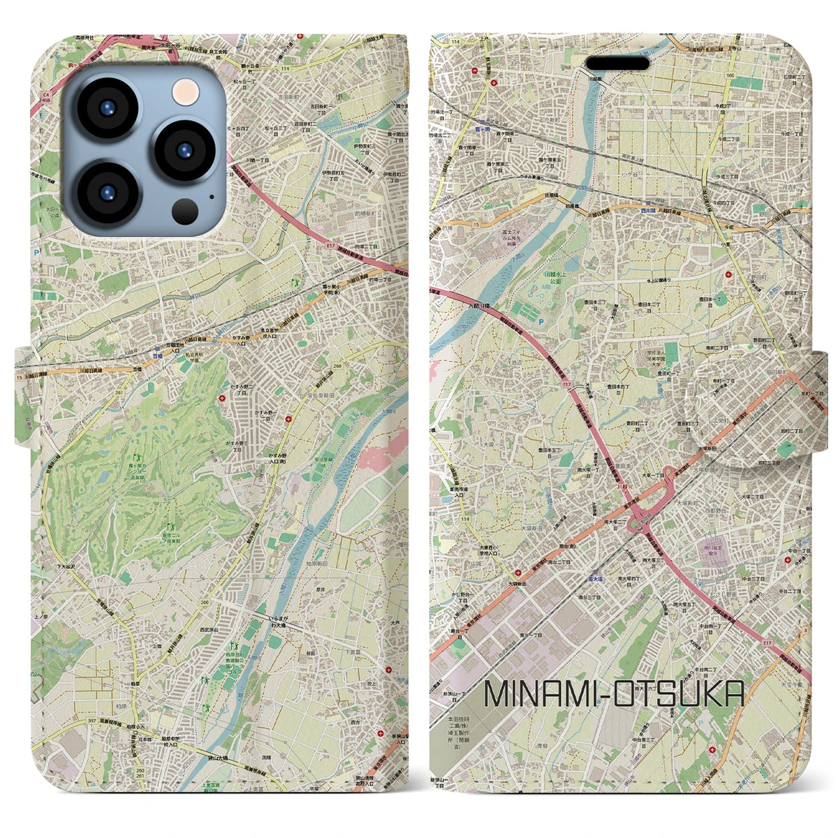 【南大塚（埼玉県）】地図柄iPhoneケース（手帳タイプ）