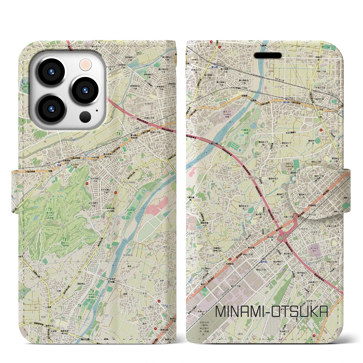 【南大塚（埼玉県）】地図柄iPhoneケース（手帳タイプ）