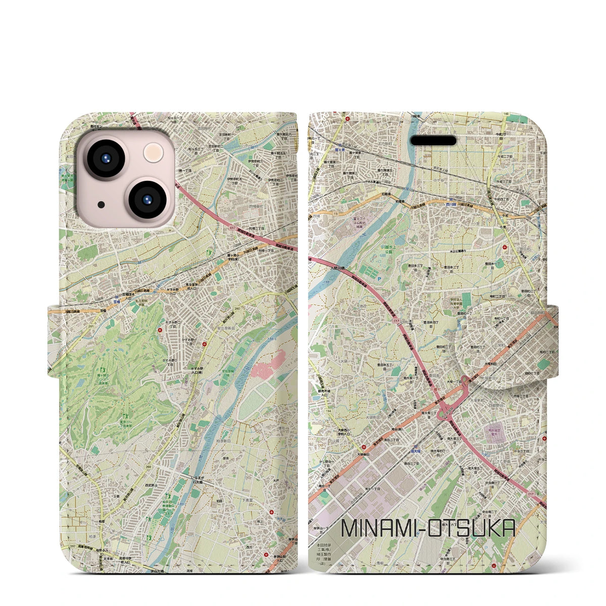 【南大塚（埼玉県）】地図柄iPhoneケース（手帳タイプ）
