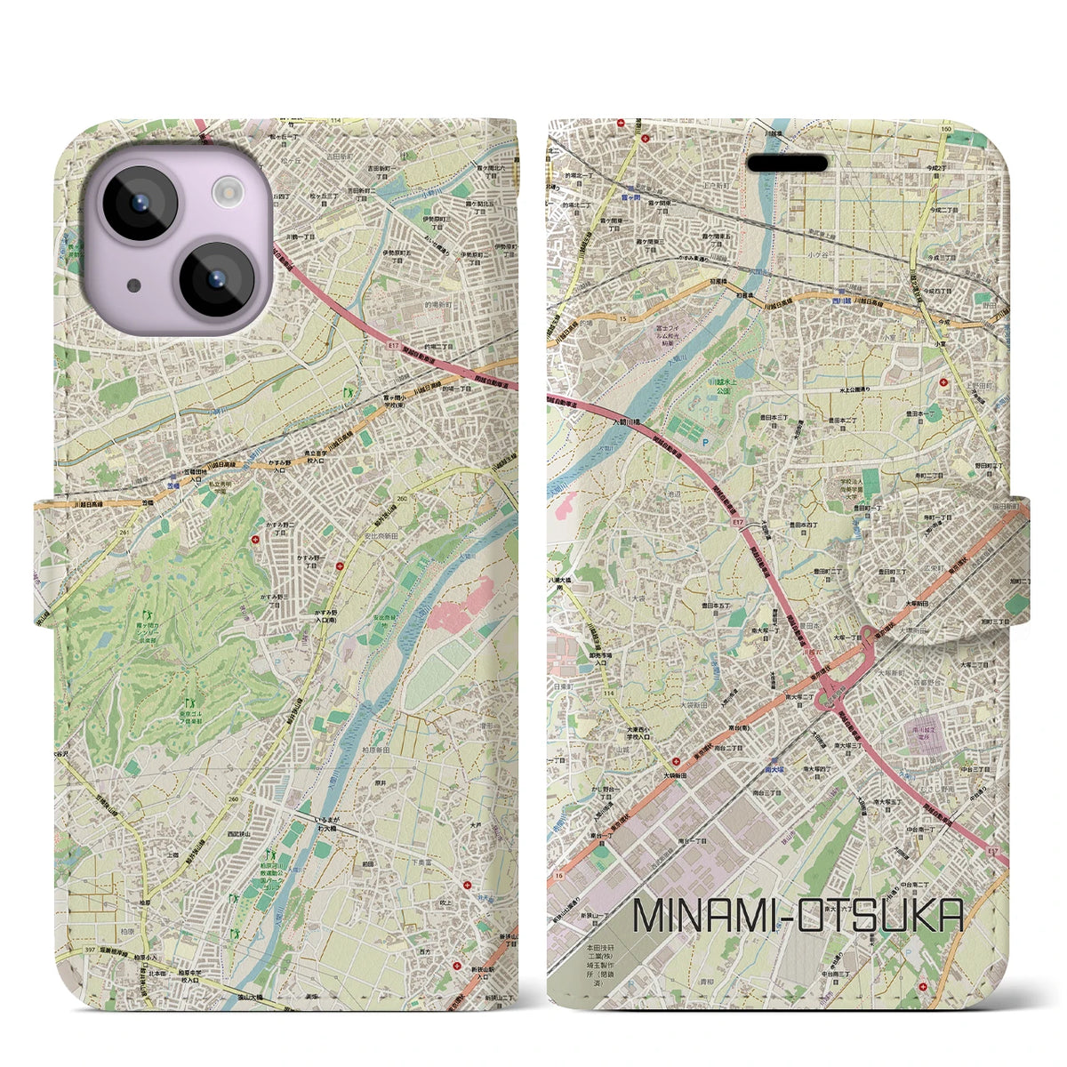 【南大塚（埼玉県）】地図柄iPhoneケース（手帳タイプ）