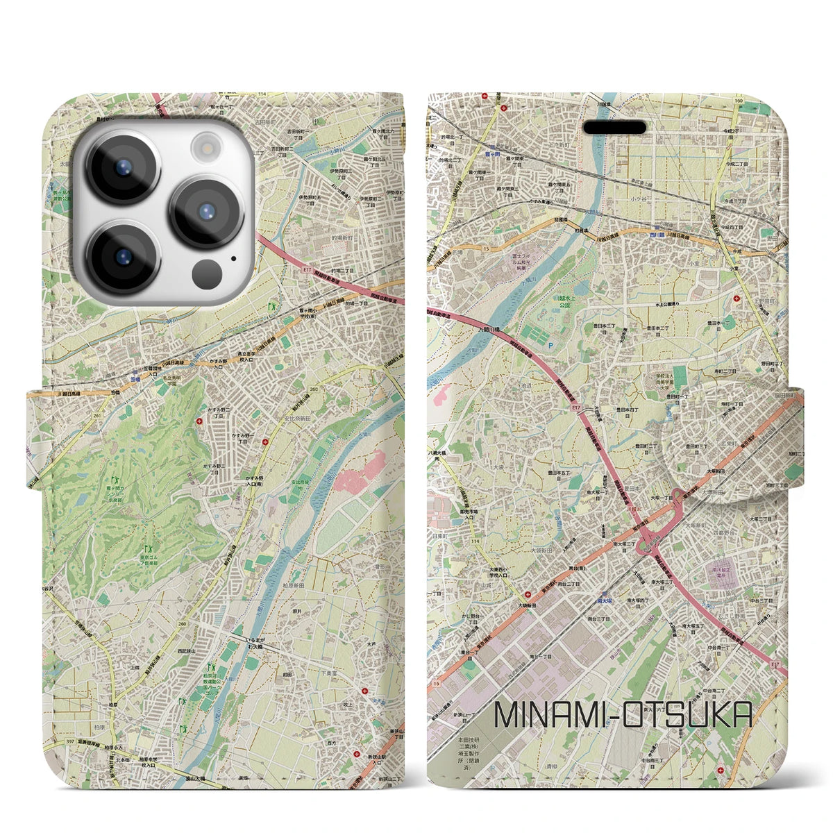 【南大塚（埼玉県）】地図柄iPhoneケース（手帳タイプ）