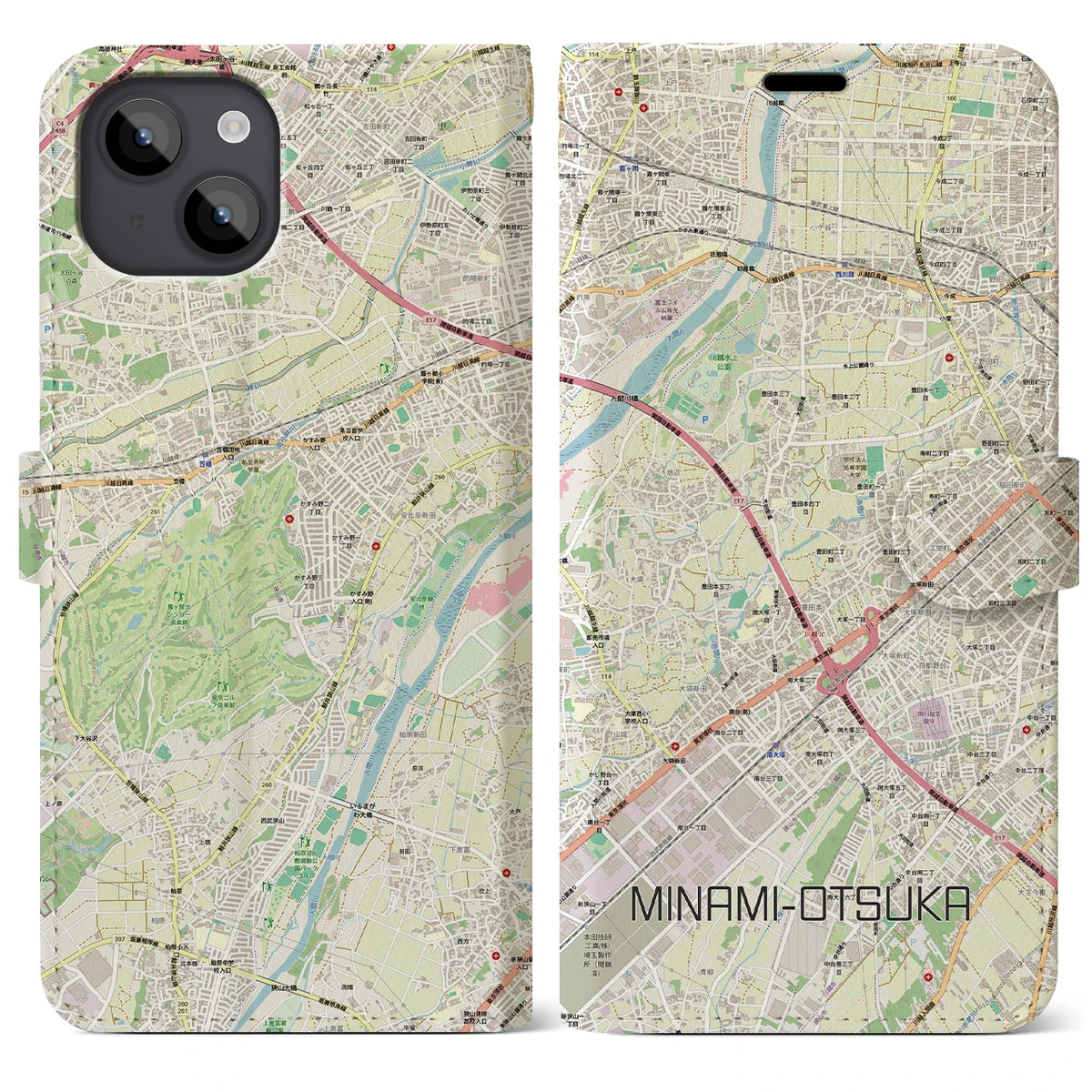 【南大塚（埼玉県）】地図柄iPhoneケース（手帳タイプ）