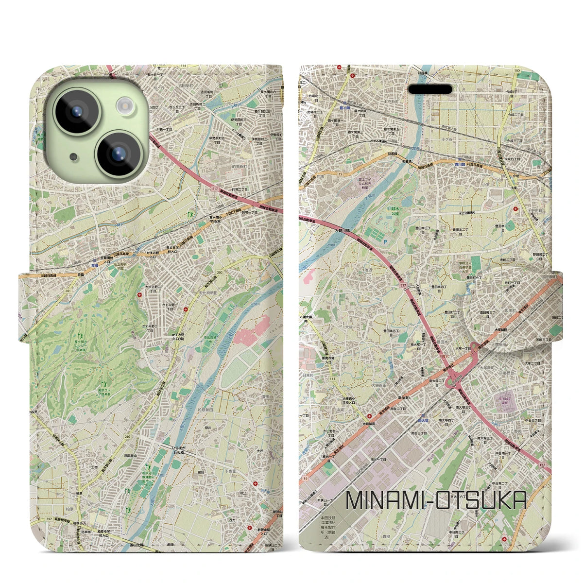 【南大塚（埼玉県）】地図柄iPhoneケース（手帳タイプ）