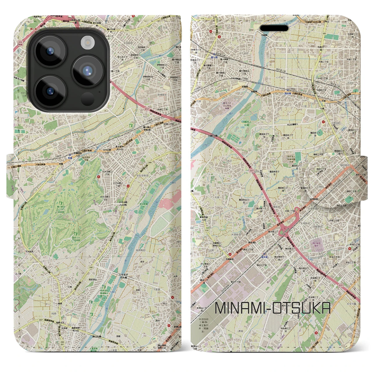 【南大塚（埼玉県）】地図柄iPhoneケース（手帳タイプ）