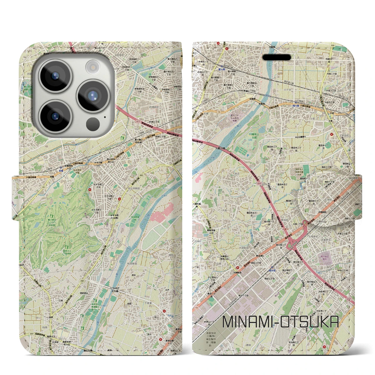 【南大塚（埼玉県）】地図柄iPhoneケース（手帳タイプ）