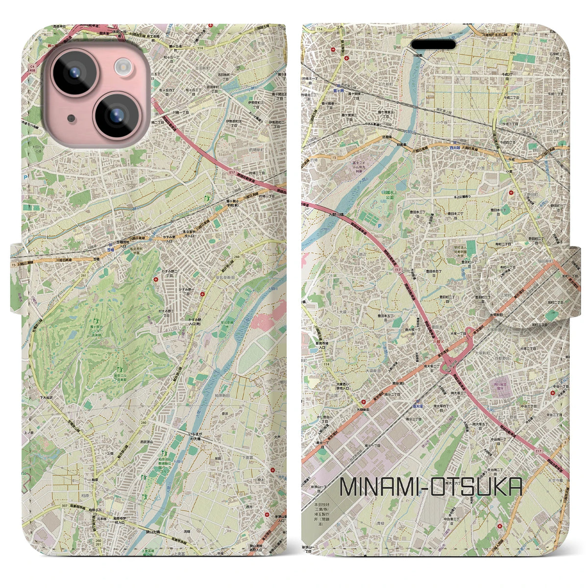 【南大塚（埼玉県）】地図柄iPhoneケース（手帳タイプ）