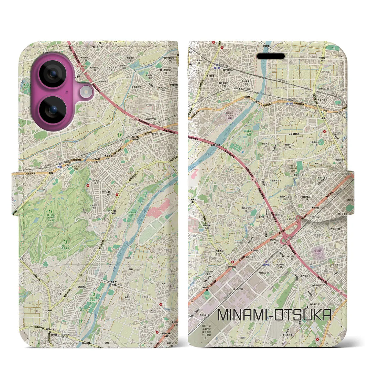 【南大塚（埼玉県）】地図柄iPhoneケース（手帳タイプ）