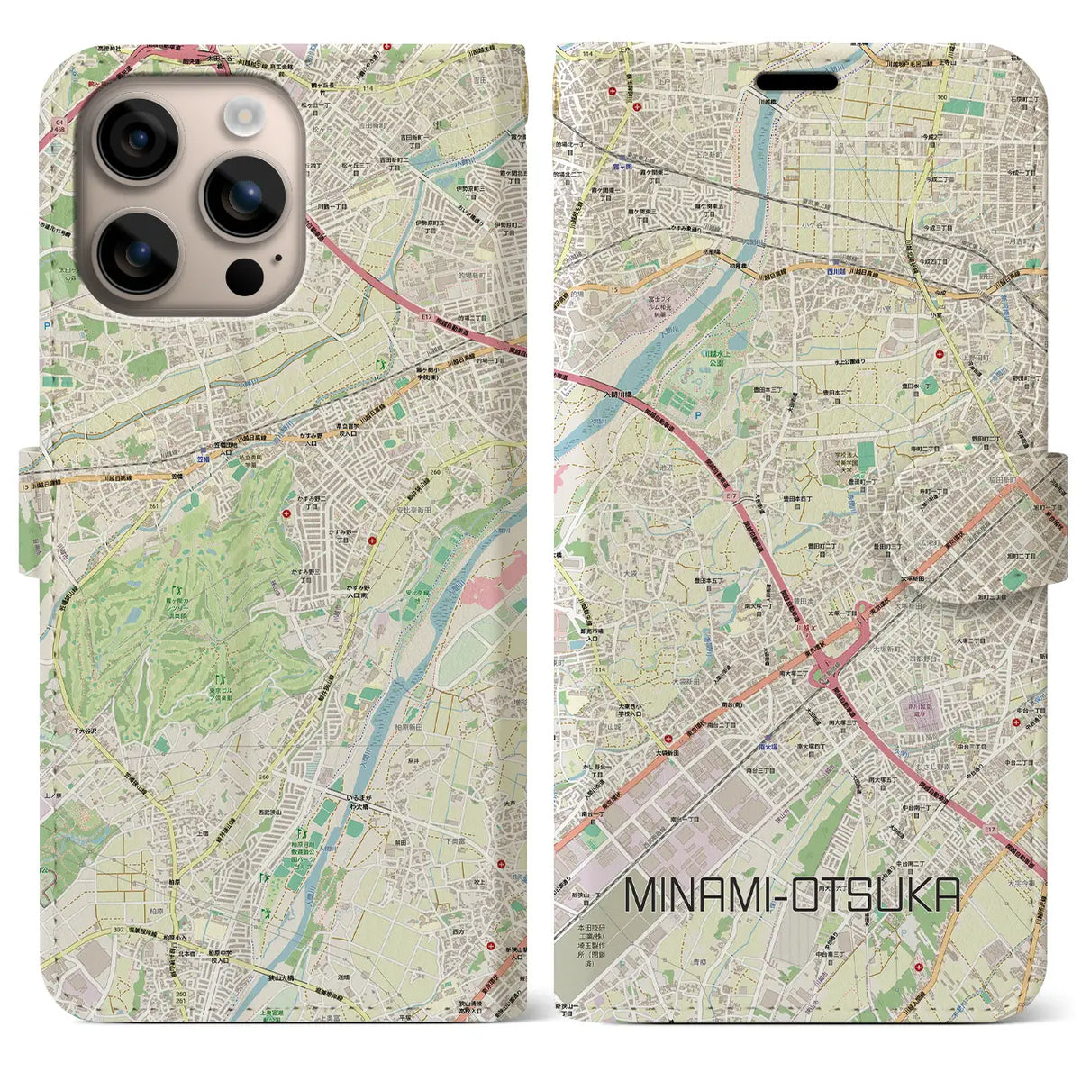 【南大塚（埼玉県）】地図柄iPhoneケース（手帳タイプ）