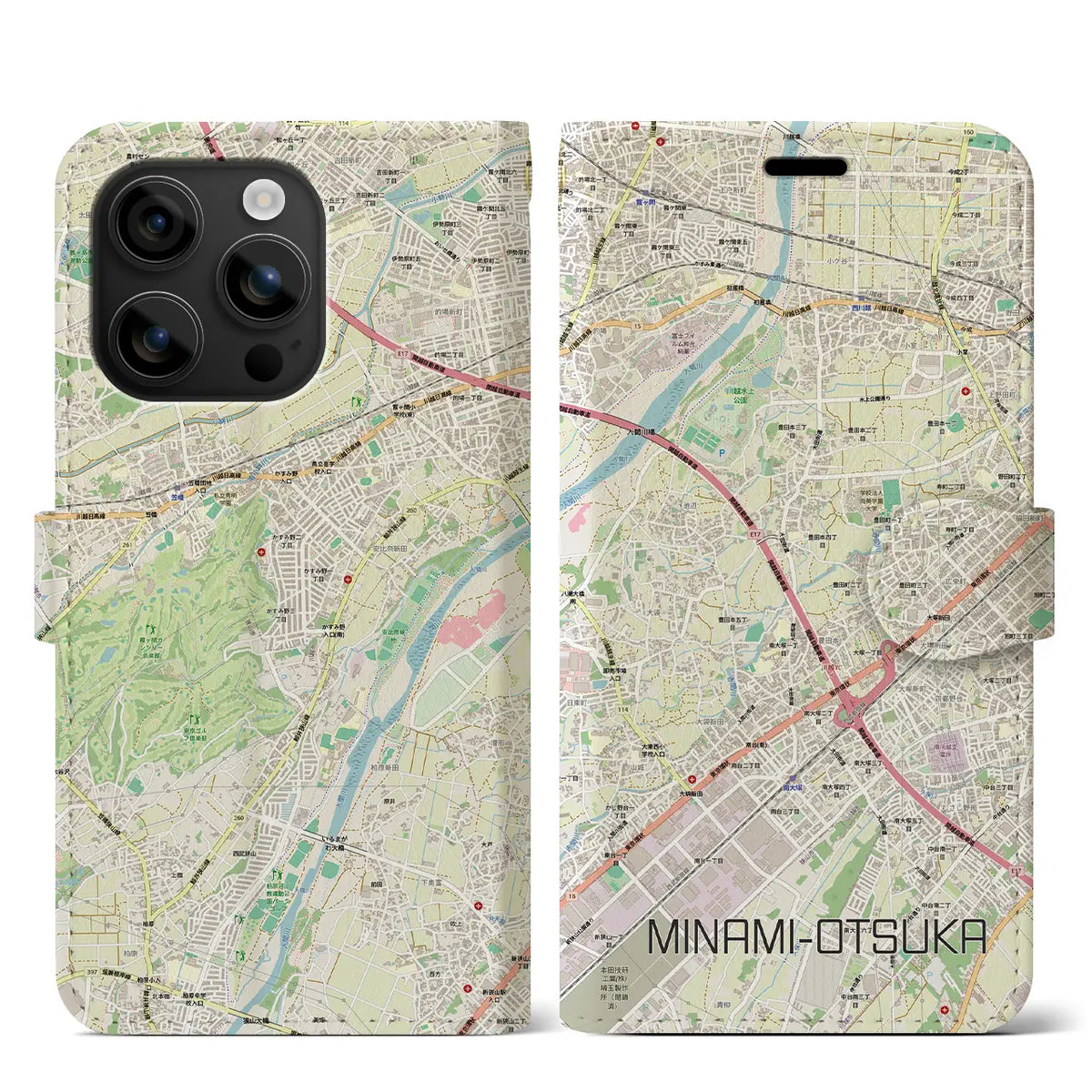 【南大塚（埼玉県）】地図柄iPhoneケース（手帳タイプ）