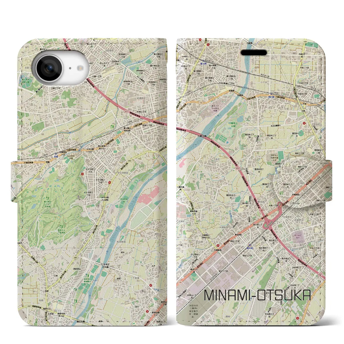 【南大塚（埼玉県）】地図柄iPhoneケース（手帳タイプ）
