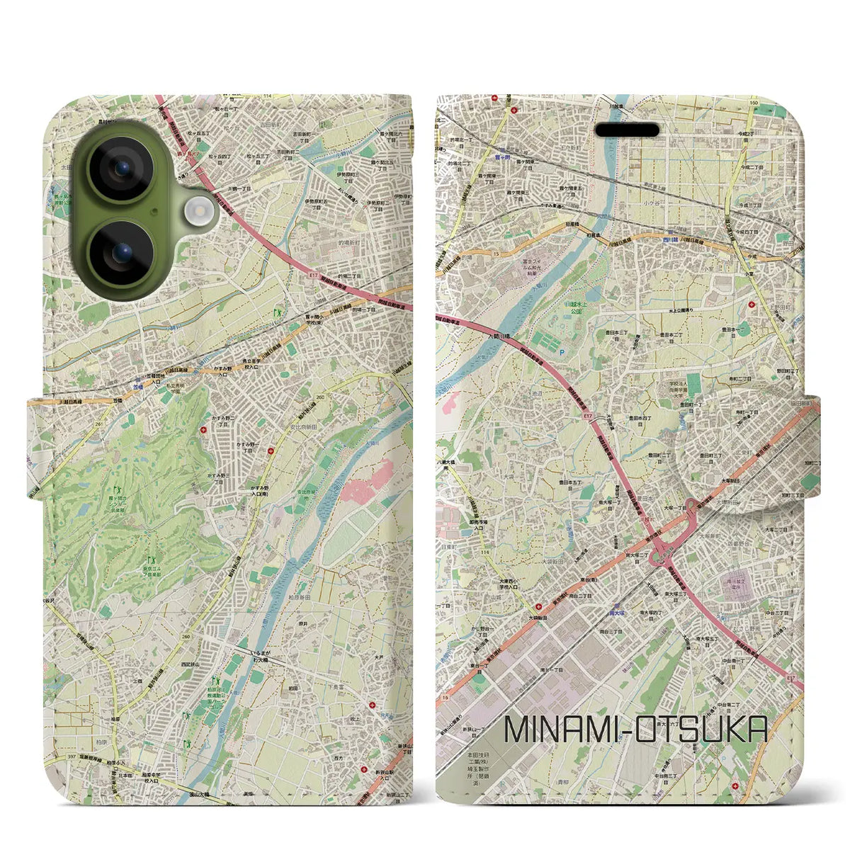 【南大塚（埼玉県）】地図柄iPhoneケース（手帳タイプ）