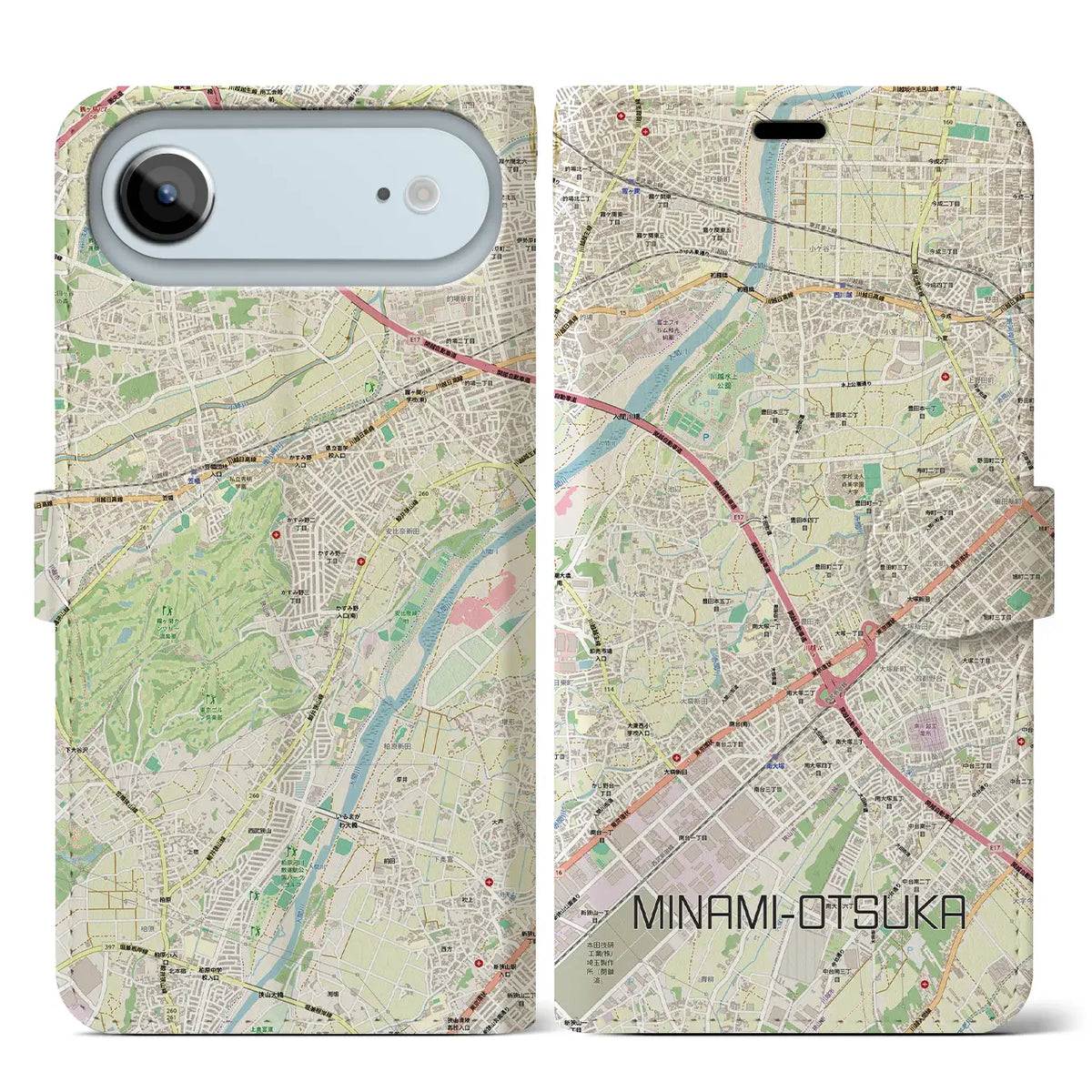 【南大塚（埼玉県）】地図柄iPhoneケース（手帳タイプ）ナチュラル・iPhone 17 Pro Max 用