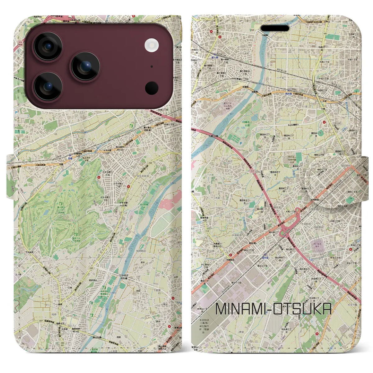 【南大塚（埼玉県）】地図柄iPhoneケース（手帳タイプ）