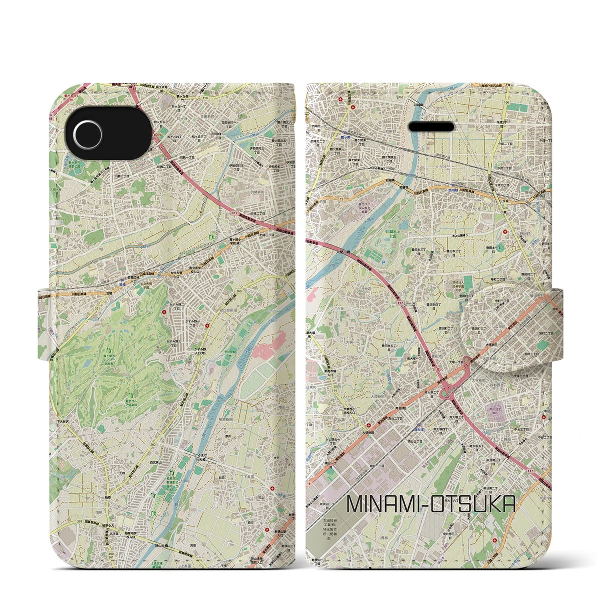 【南大塚（埼玉県）】地図柄iPhoneケース（手帳タイプ）