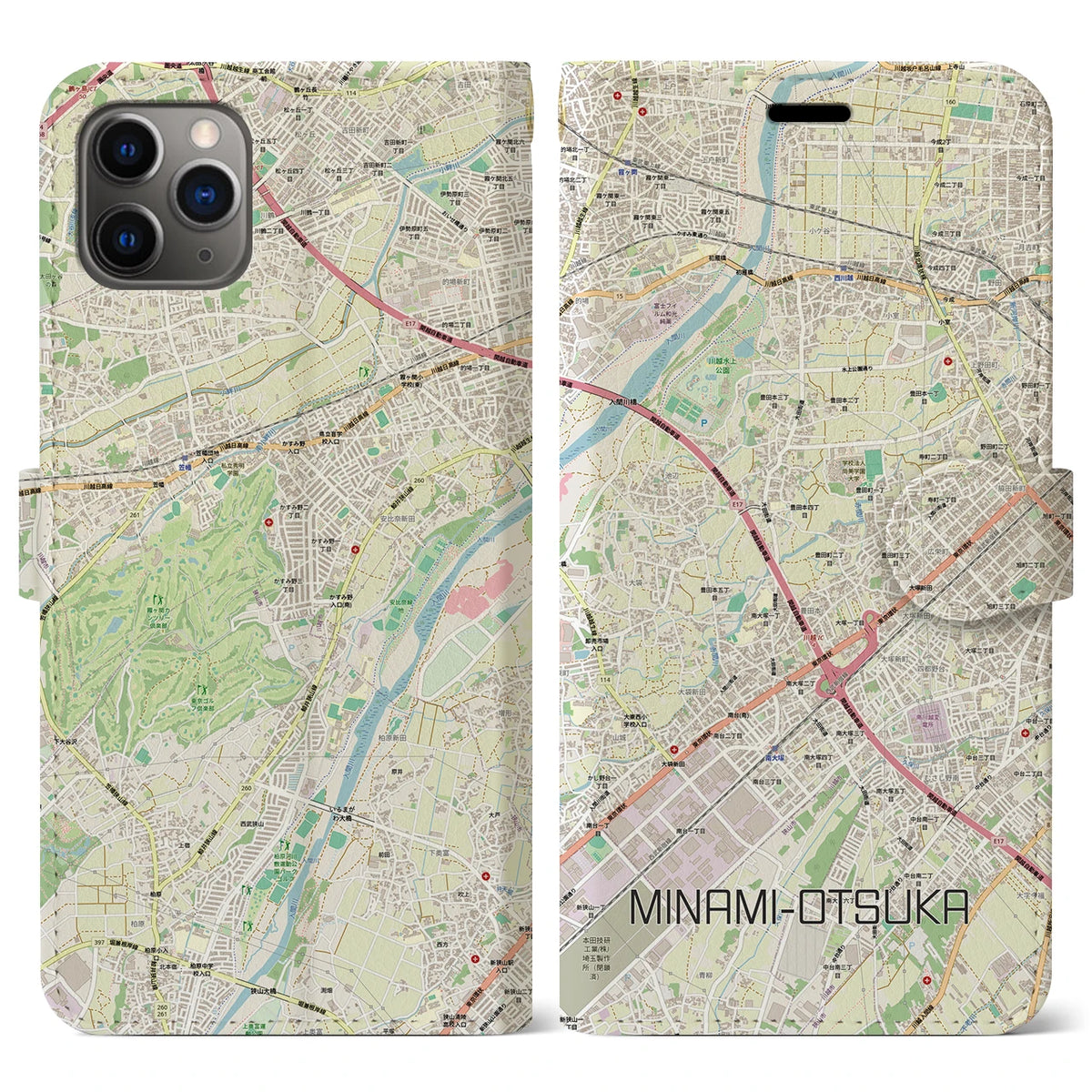 【南大塚（埼玉県）】地図柄iPhoneケース（手帳タイプ）