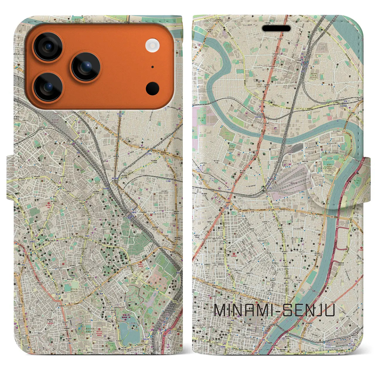 【南千住（東京都）】地図柄iPhoneケース（手帳タイプ）