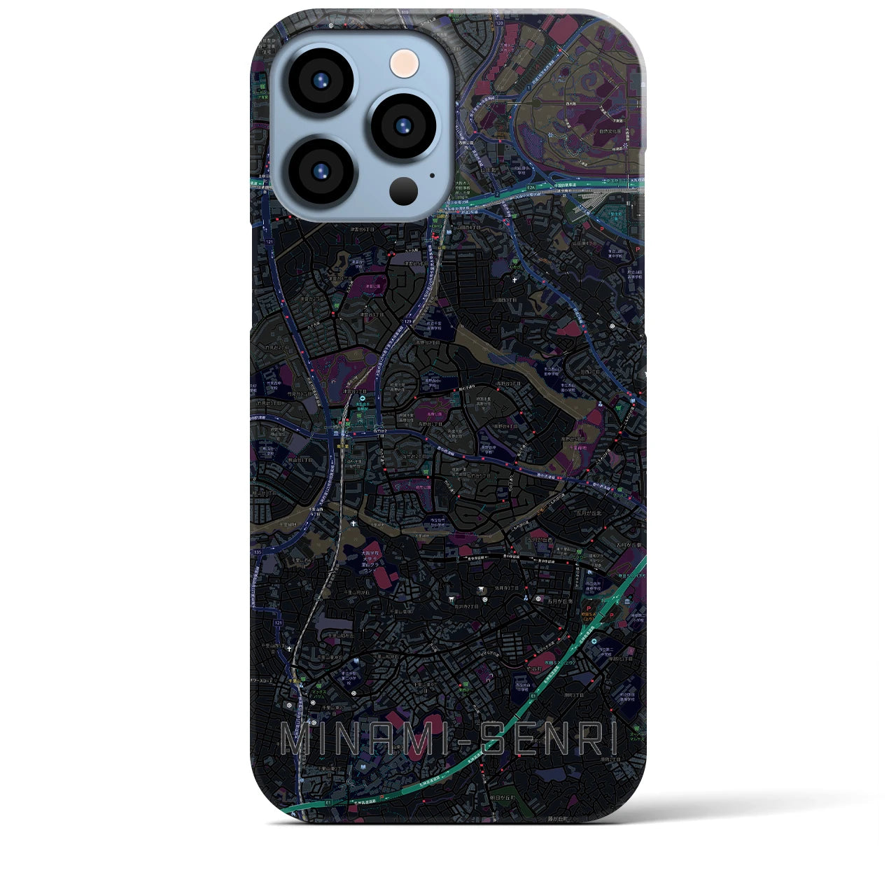 【南千里（大阪府）】地図柄iPhoneケース（バックカバータイプ）