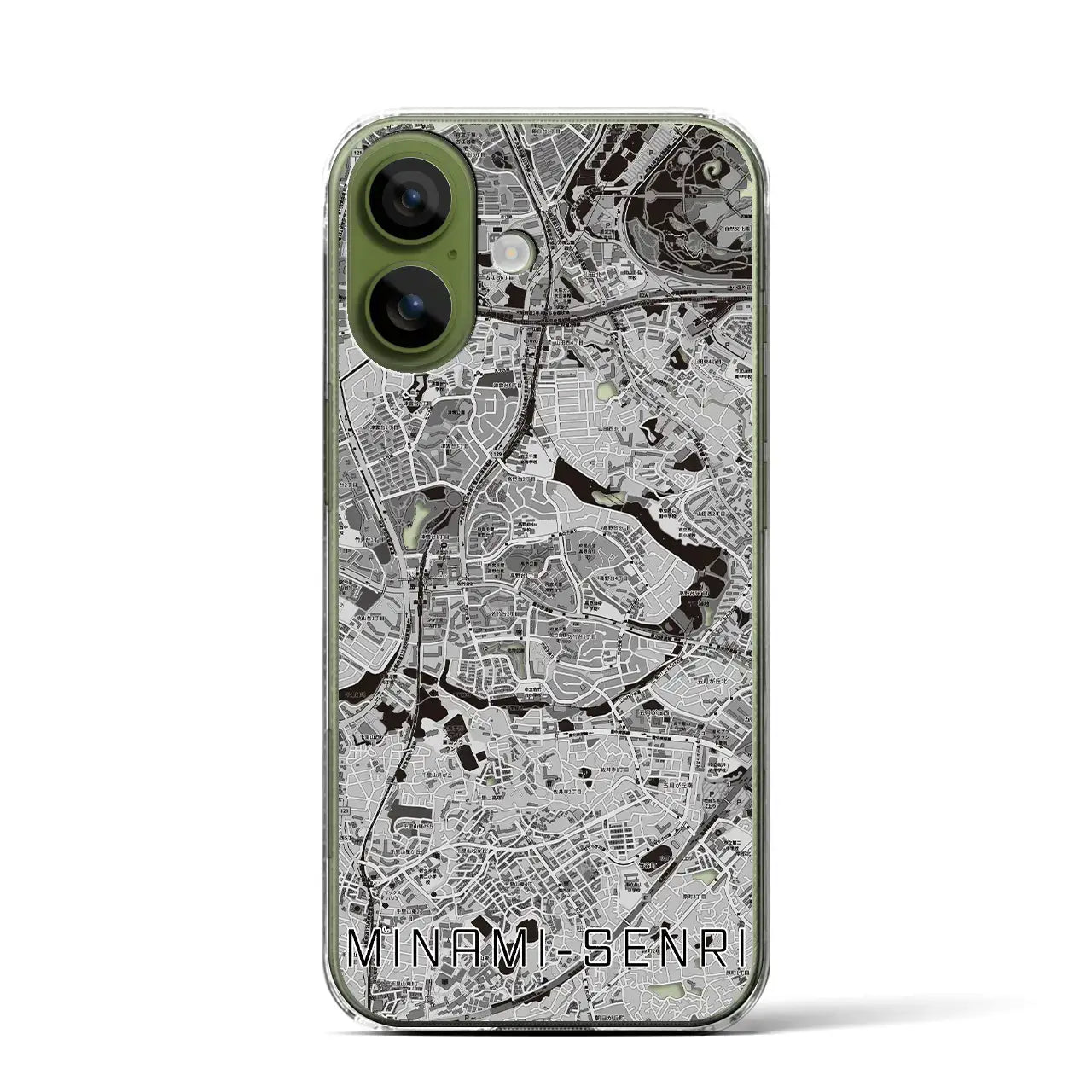 【南千里（大阪府）】地図柄iPhoneケース（クリアタイプ）