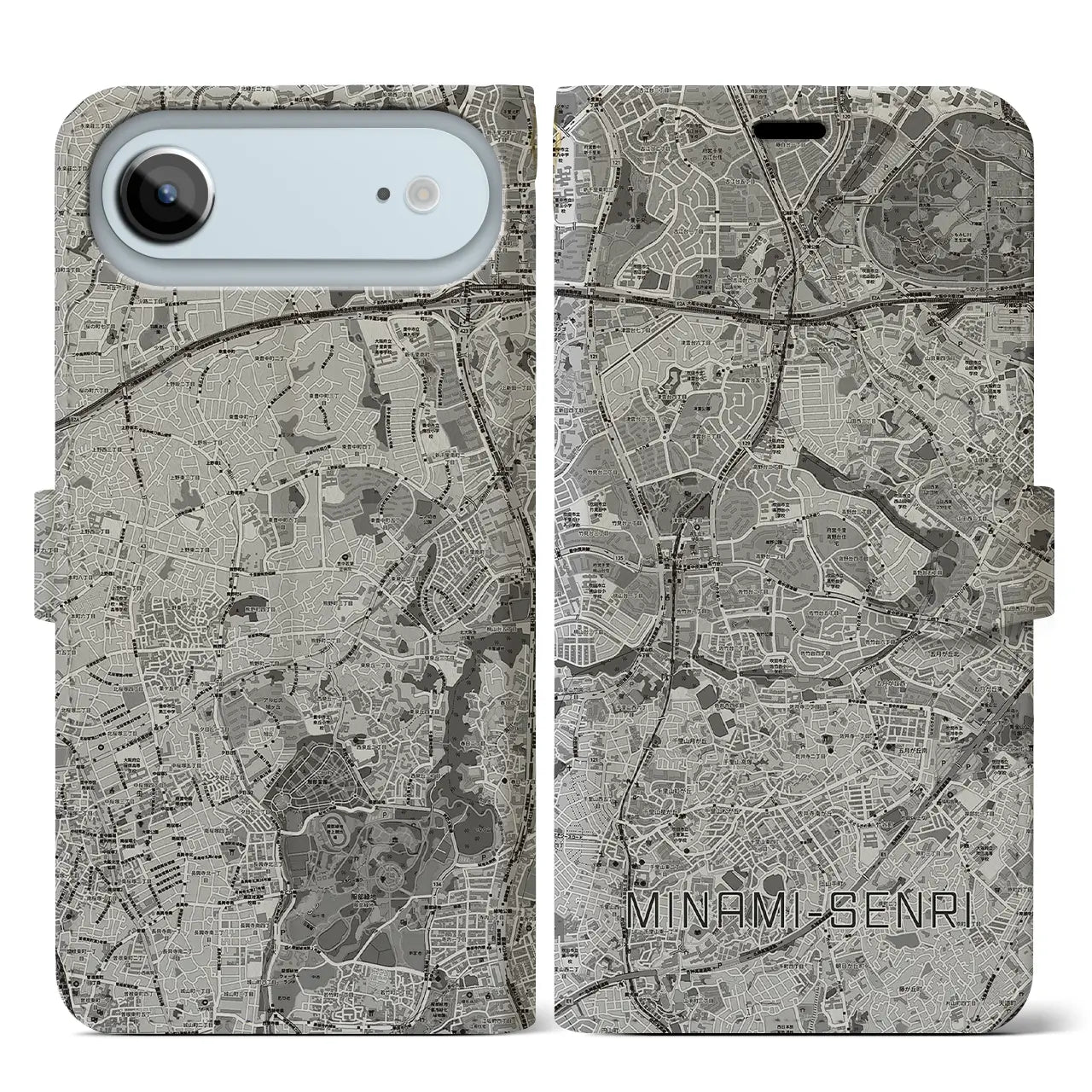 【南千里（大阪府）】地図柄iPhoneケース（手帳タイプ）