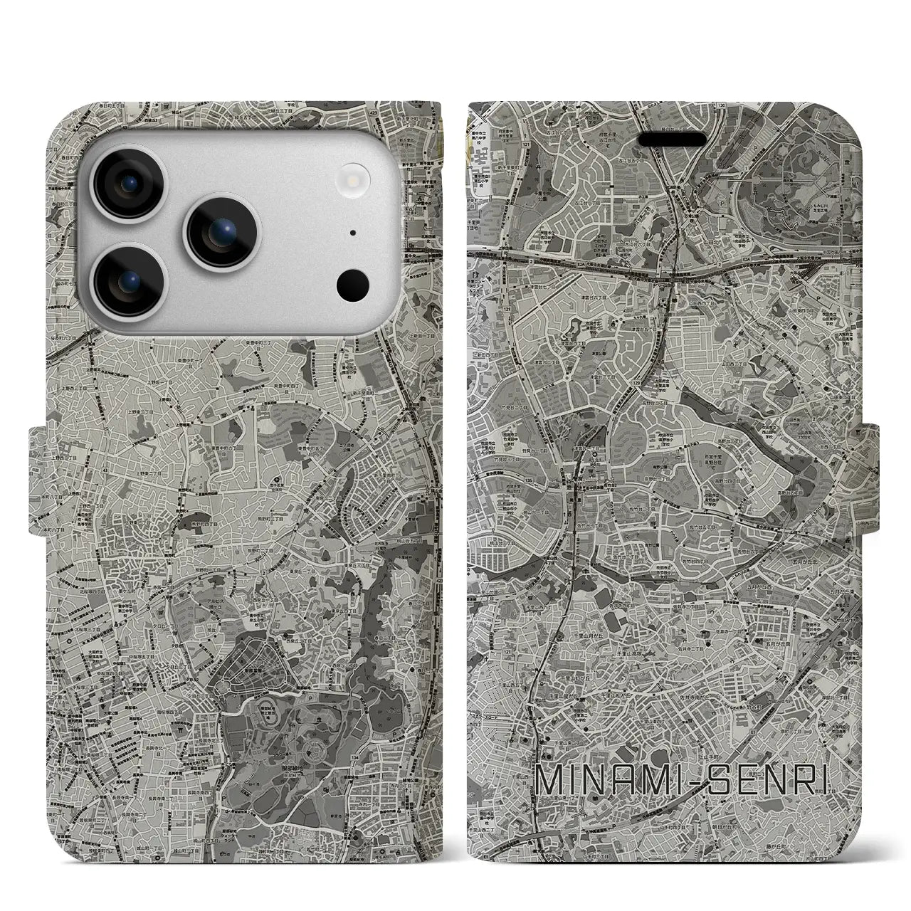 【南千里（大阪府）】地図柄iPhoneケース（手帳タイプ）