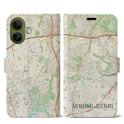 【南千里（大阪府）】地図柄iPhoneケース（手帳タイプ）