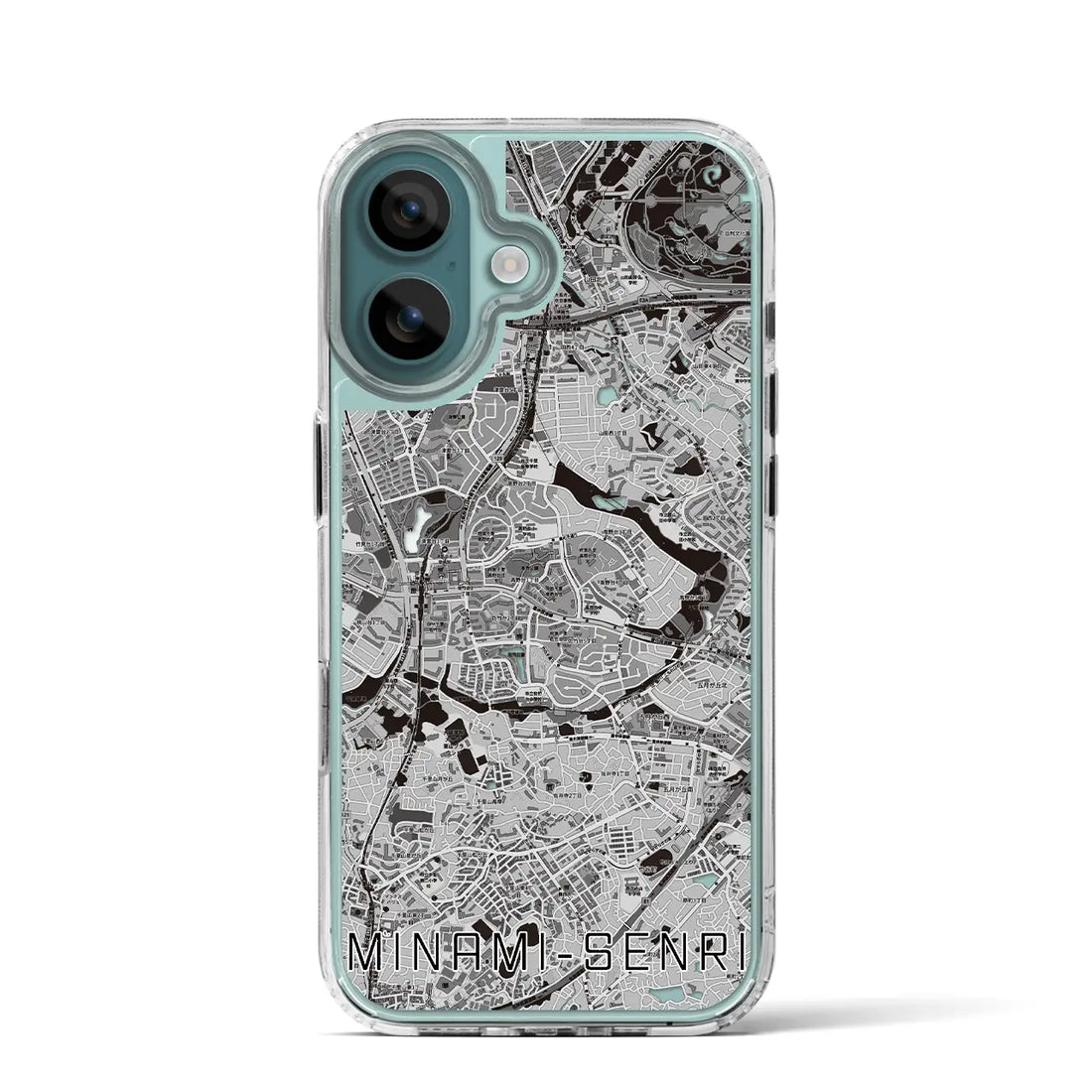 【南千里(大阪府)】地図柄iPhoneケース(MagSafeタイプ)モノトーン・iPhone 16 Pro 用