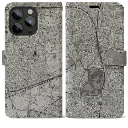 【南新宿（東京都）】地図柄iPhoneケース（手帳タイプ）モノトーン・iPhone 15 Pro Max 用