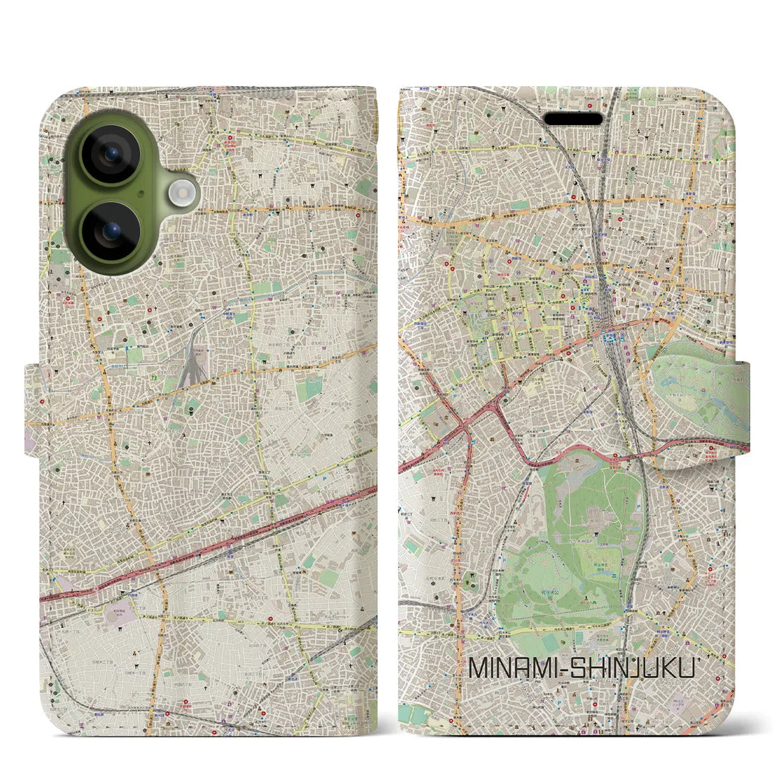 【南新宿(東京都)】地図柄iPhoneケース(手帳タイプ)モノトーン・iPhone 17 Pro Max 用