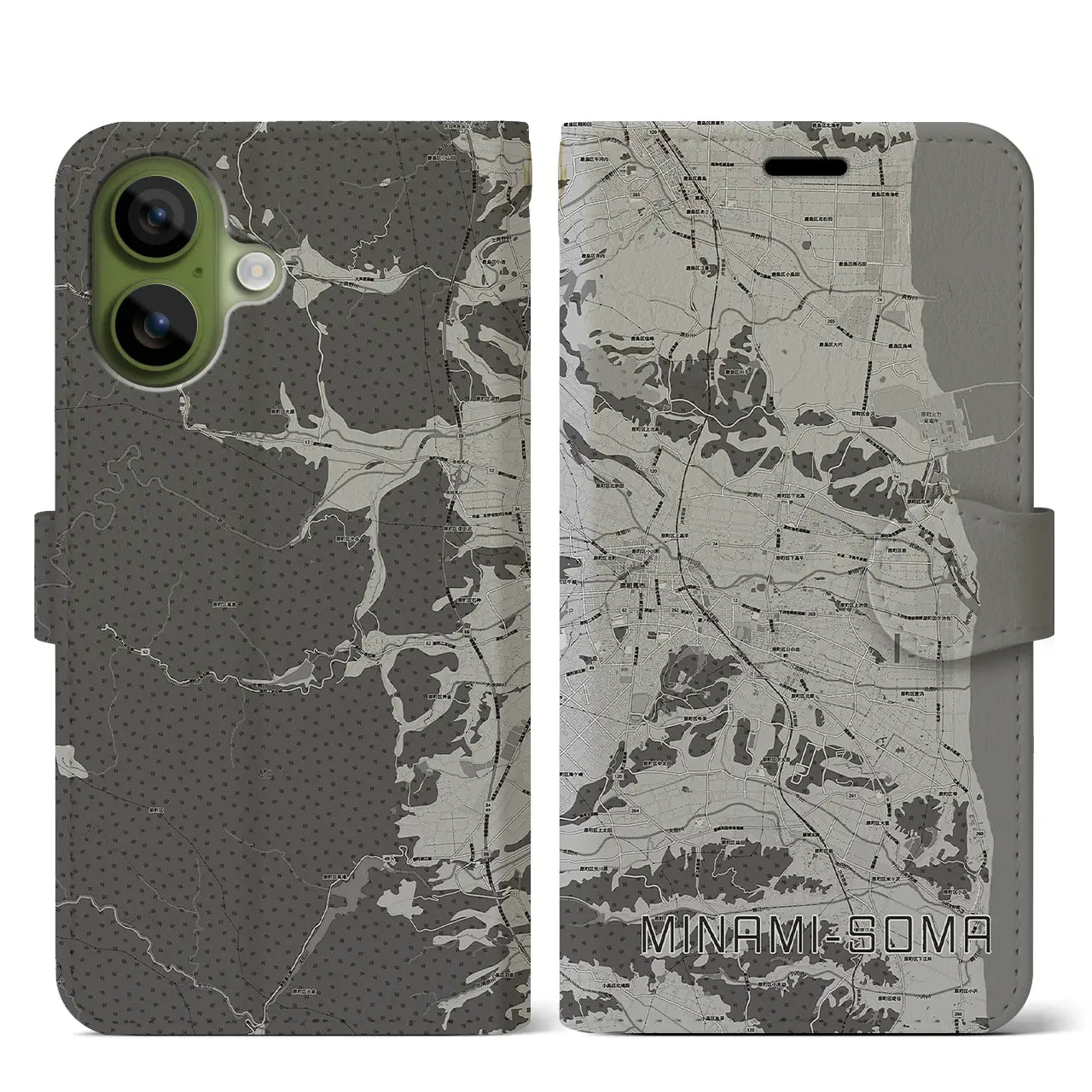 【南相馬（福島県）】地図柄iPhoneケース（手帳タイプ）