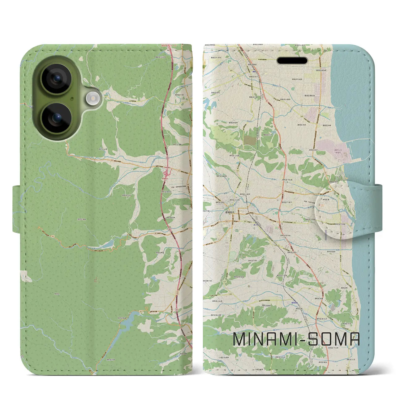 【南相馬（福島県）】地図柄iPhoneケース（手帳タイプ）