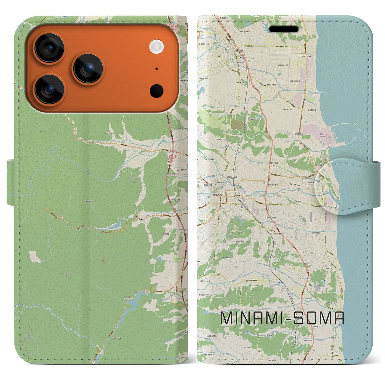 【南相馬（福島県）】地図柄iPhoneケース（手帳タイプ）