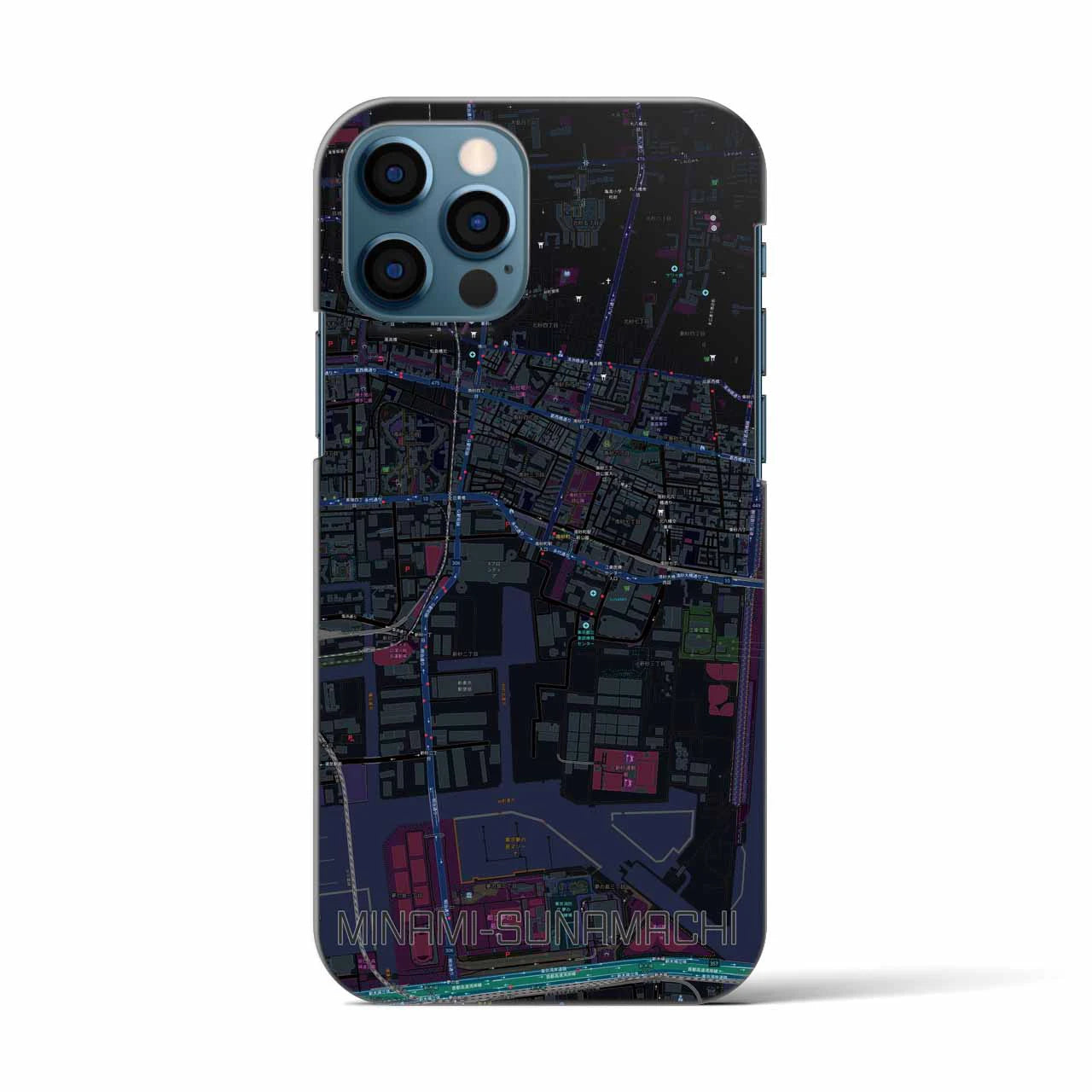 【南砂町（東京都）】地図柄iPhoneケース（バックカバータイプ）