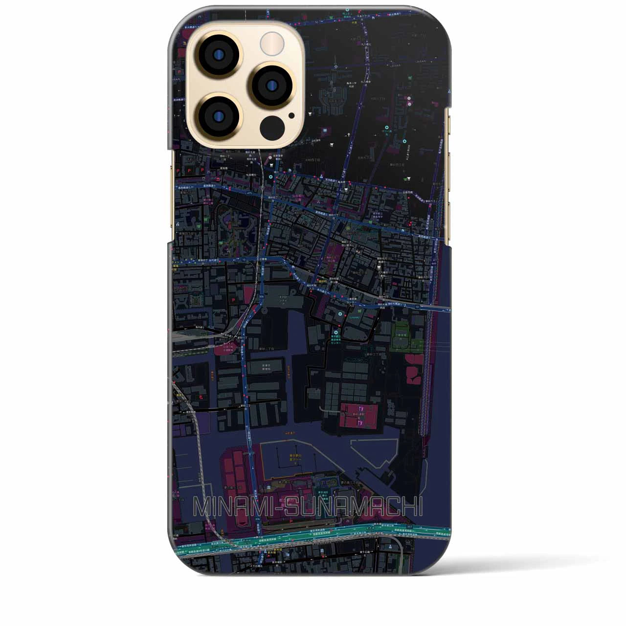 【南砂町（東京都）】地図柄iPhoneケース（バックカバータイプ）