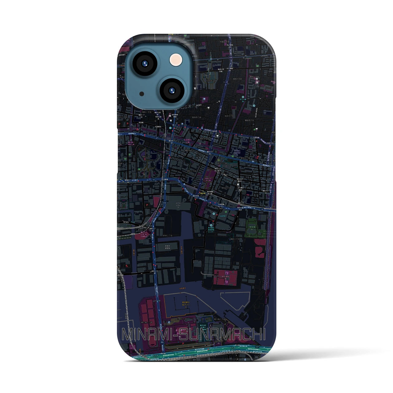 【南砂町（東京都）】地図柄iPhoneケース（バックカバータイプ）