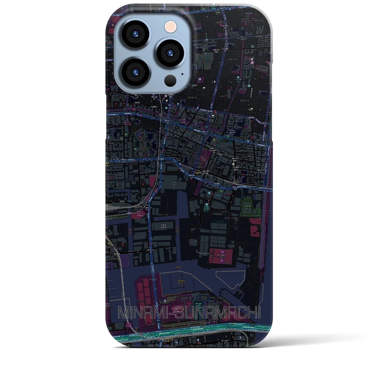 【南砂町（東京都）】地図柄iPhoneケース（バックカバータイプ）