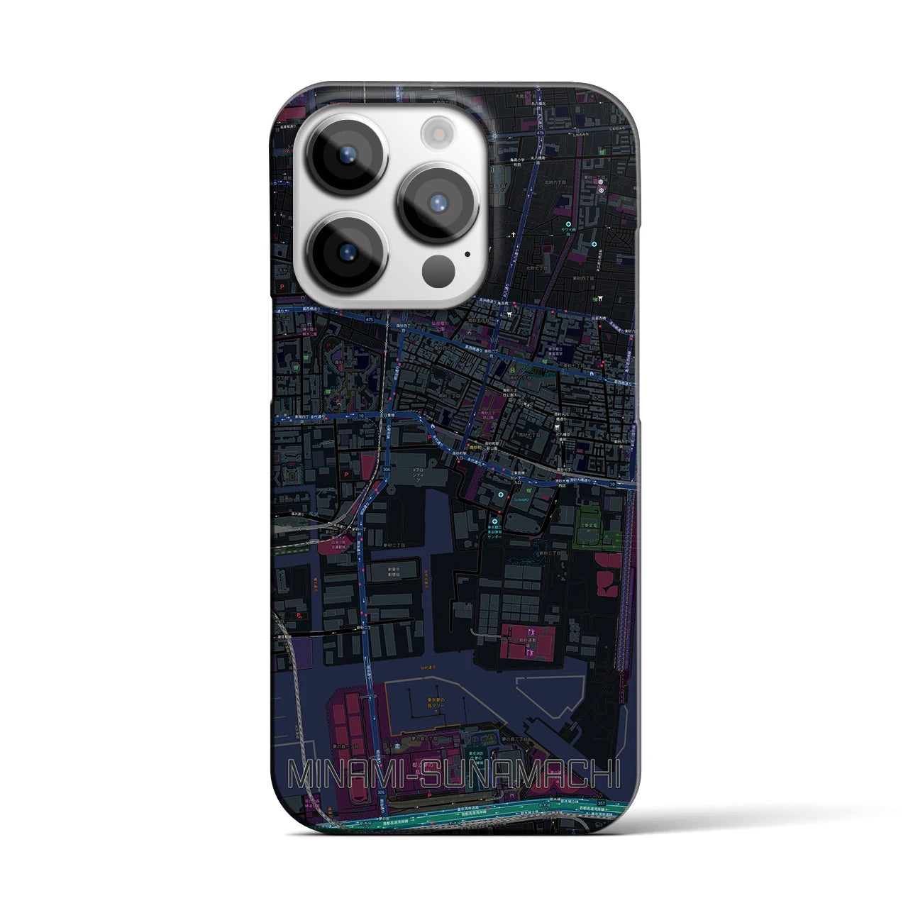 【南砂町（東京都）】地図柄iPhoneケース（バックカバータイプ）