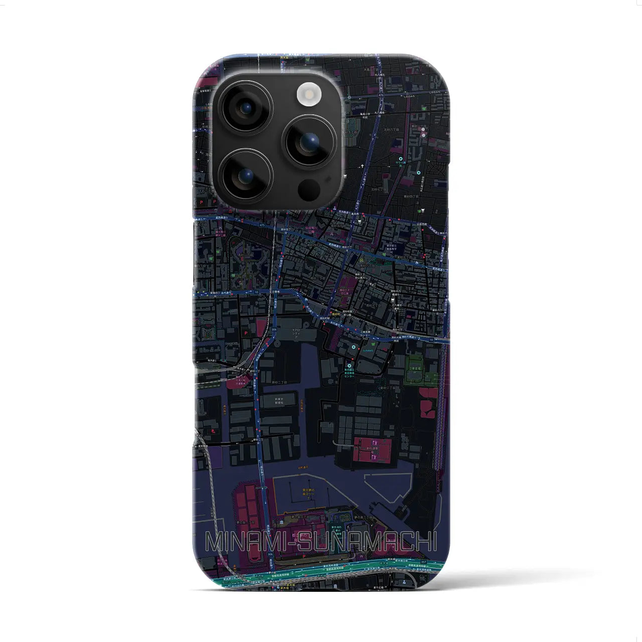【南砂町（東京都）】地図柄iPhoneケース（バックカバータイプ）