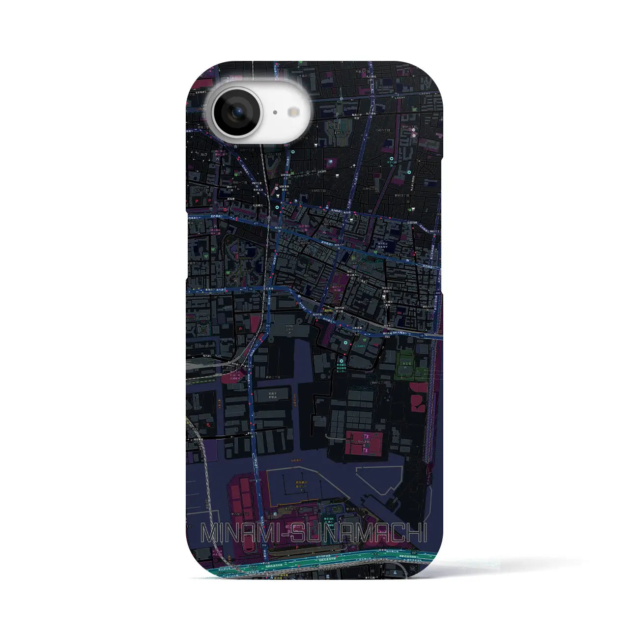 【南砂町（東京都）】地図柄iPhoneケース（バックカバータイプ）