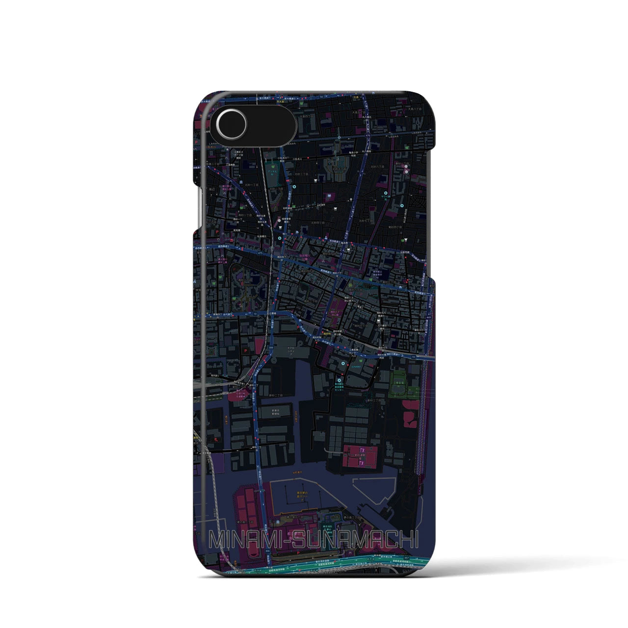 【南砂町（東京都）】地図柄iPhoneケース（バックカバータイプ）