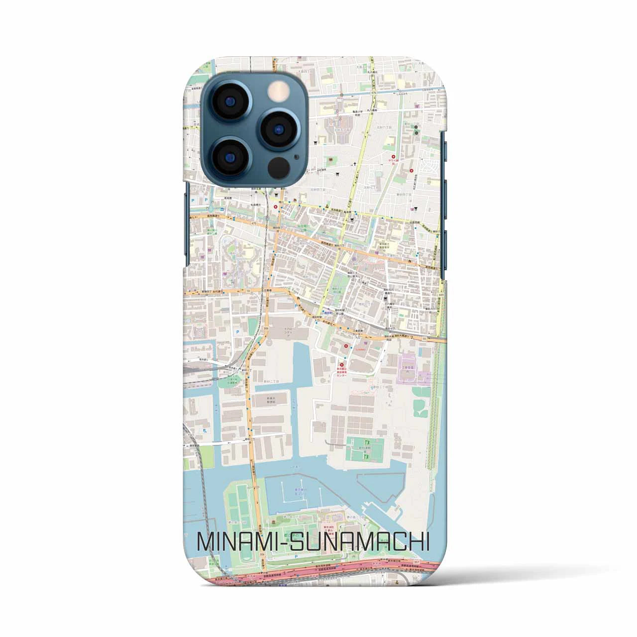 【南砂町（東京都）】地図柄iPhoneケース（バックカバータイプ）