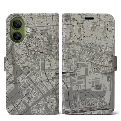 【南砂町（東京都）】地図柄iPhoneケース（手帳タイプ）