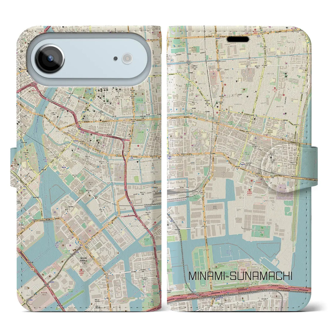 【南砂町（東京都）】地図柄iPhoneケース（手帳タイプ）ナチュラル・iPhone 17 Pro Max 用