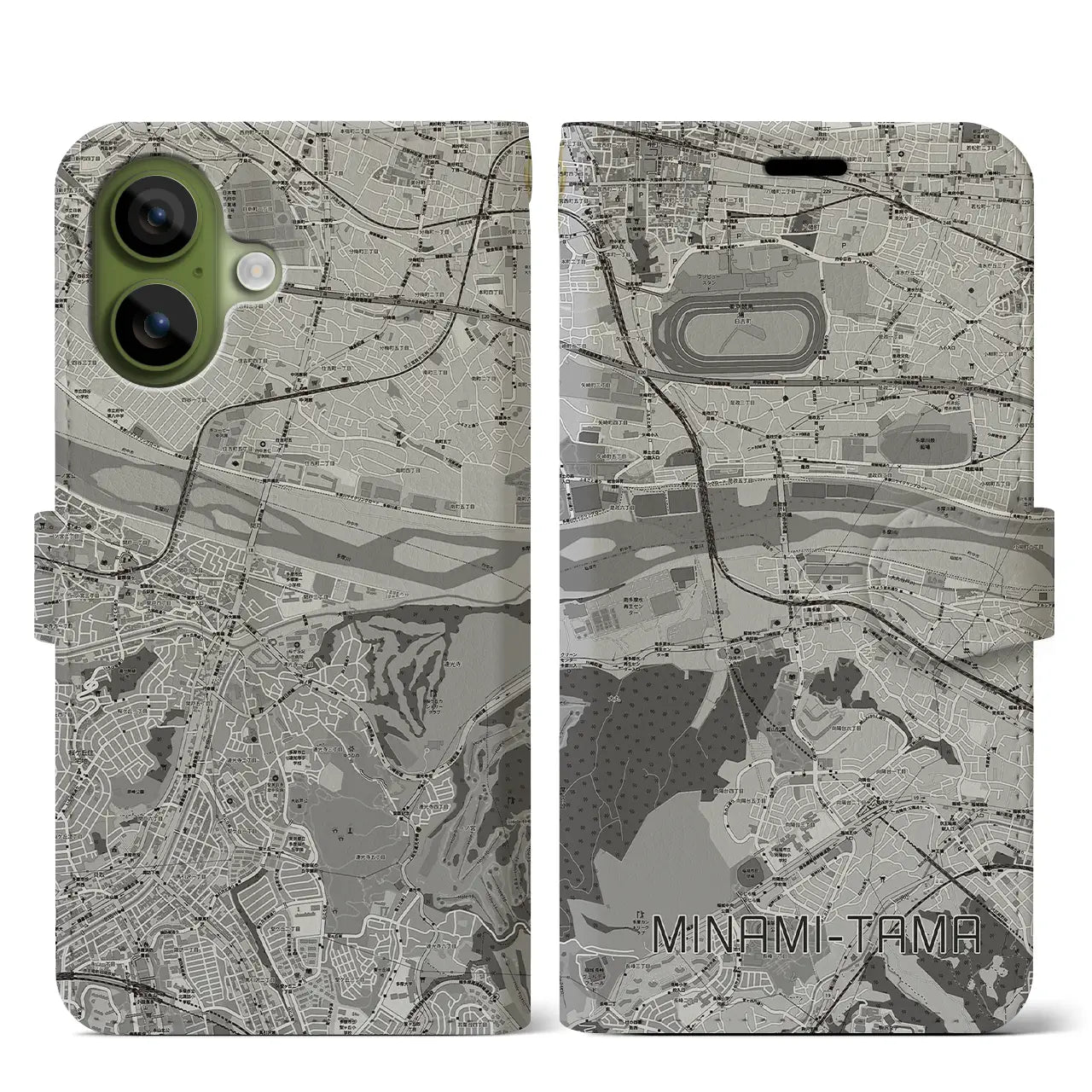 【南多摩（東京都）】地図柄iPhoneケース（手帳タイプ）