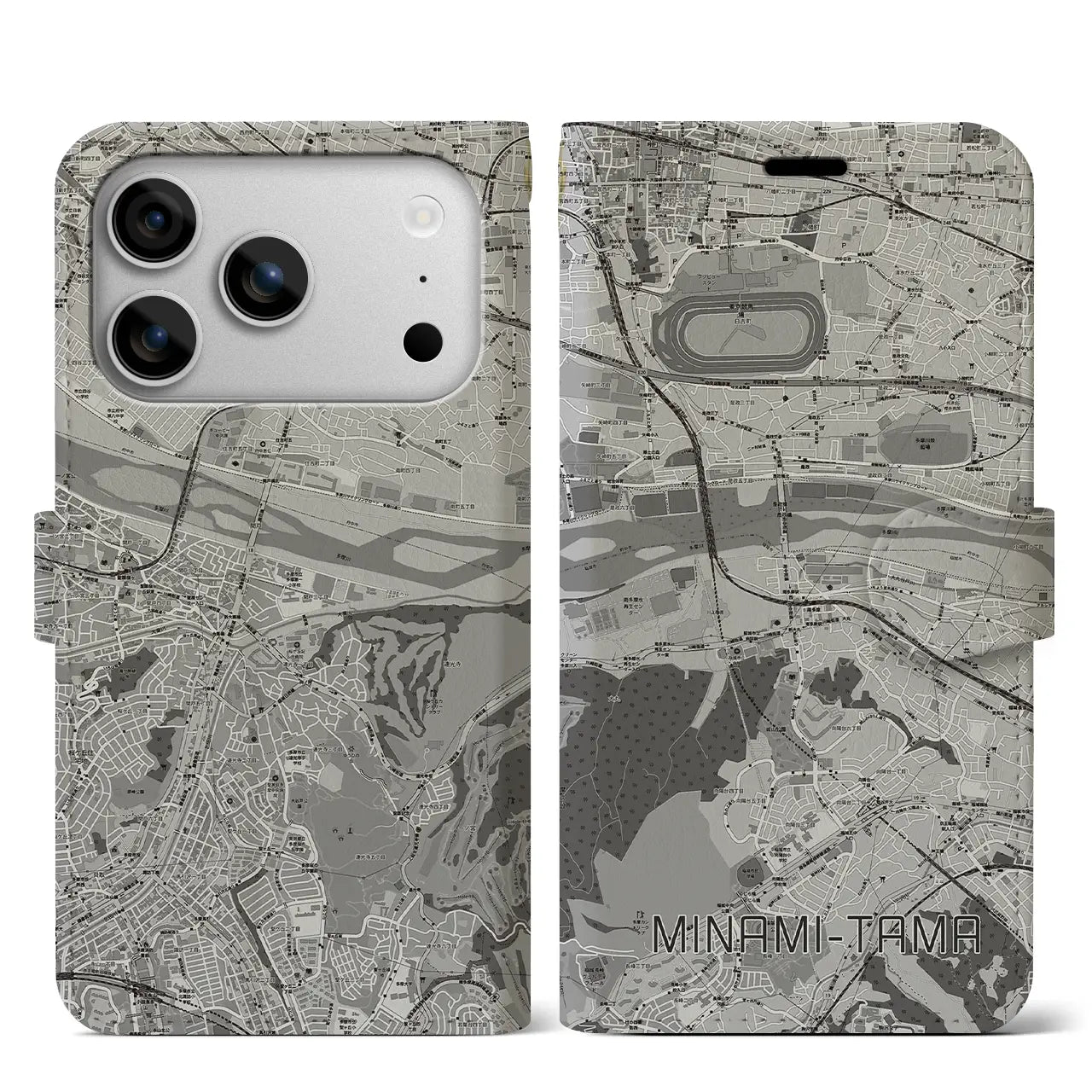 【南多摩（東京都）】地図柄iPhoneケース（手帳タイプ）