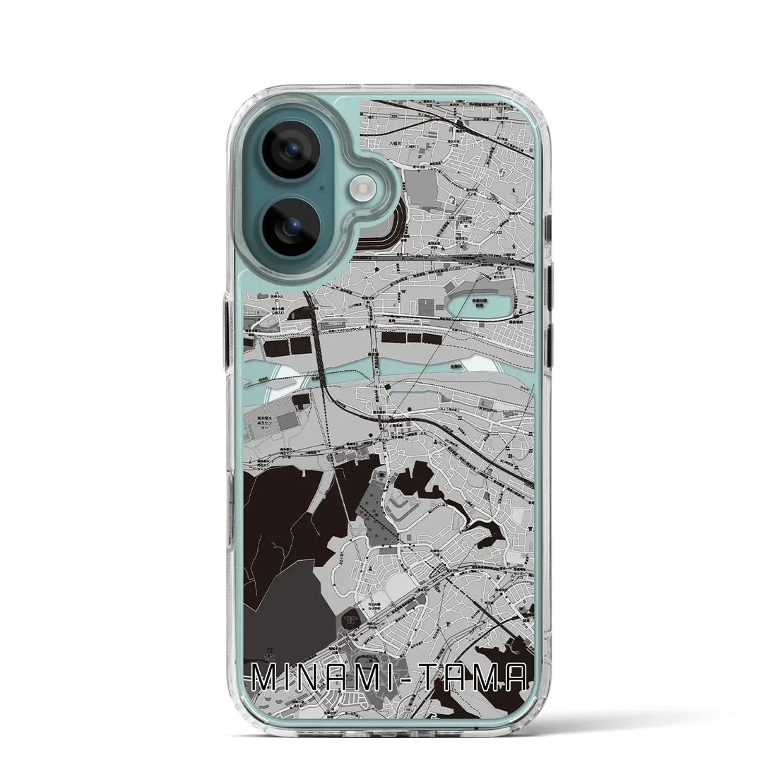 【南多摩（東京都）】地図柄iPhoneケース（MagSafeタイプ）モノトーン・iPhone 16 Pro 用