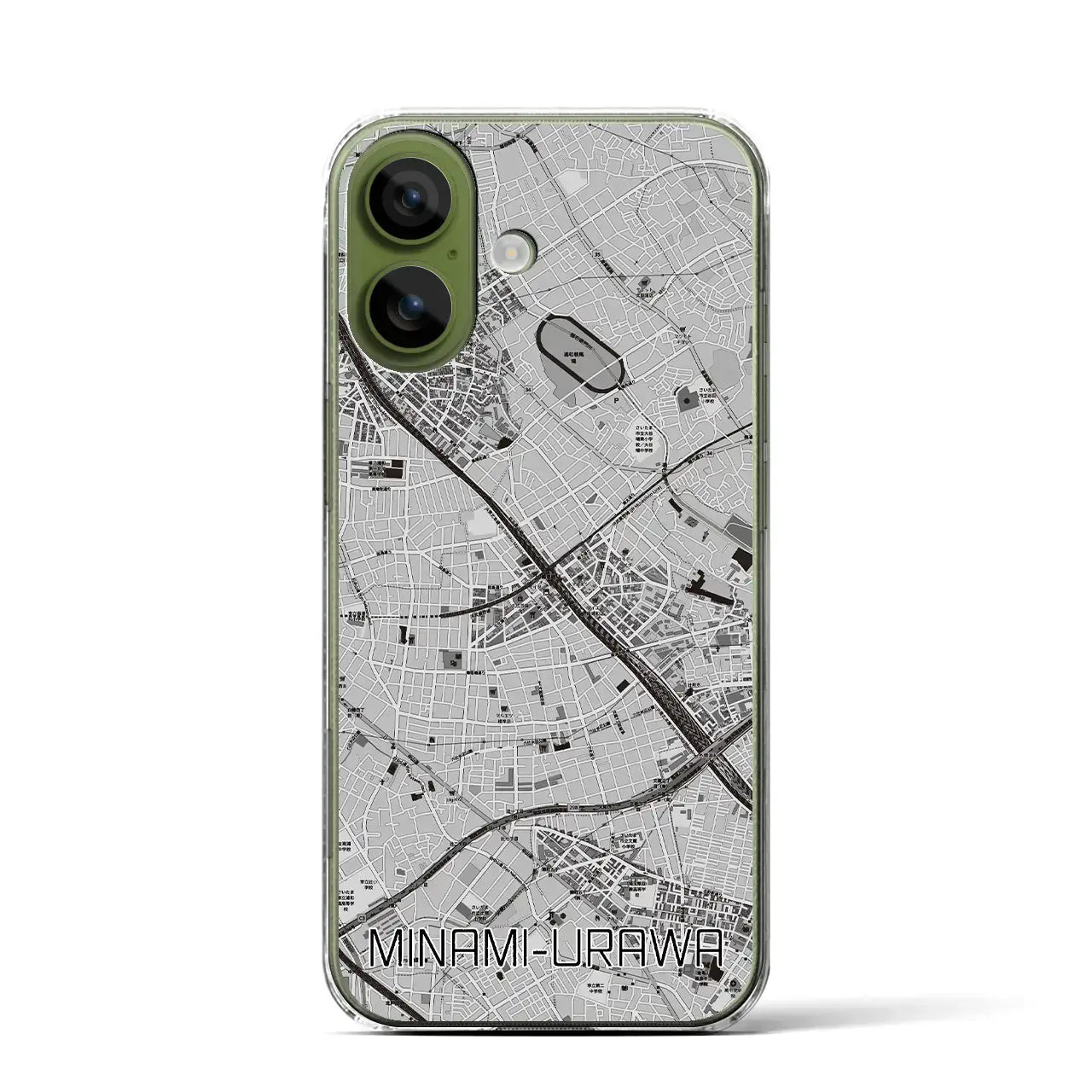 【南浦和（埼玉県）】地図柄iPhoneケース（クリアタイプ）モノトーン・iPhone 17 Pro Max 用